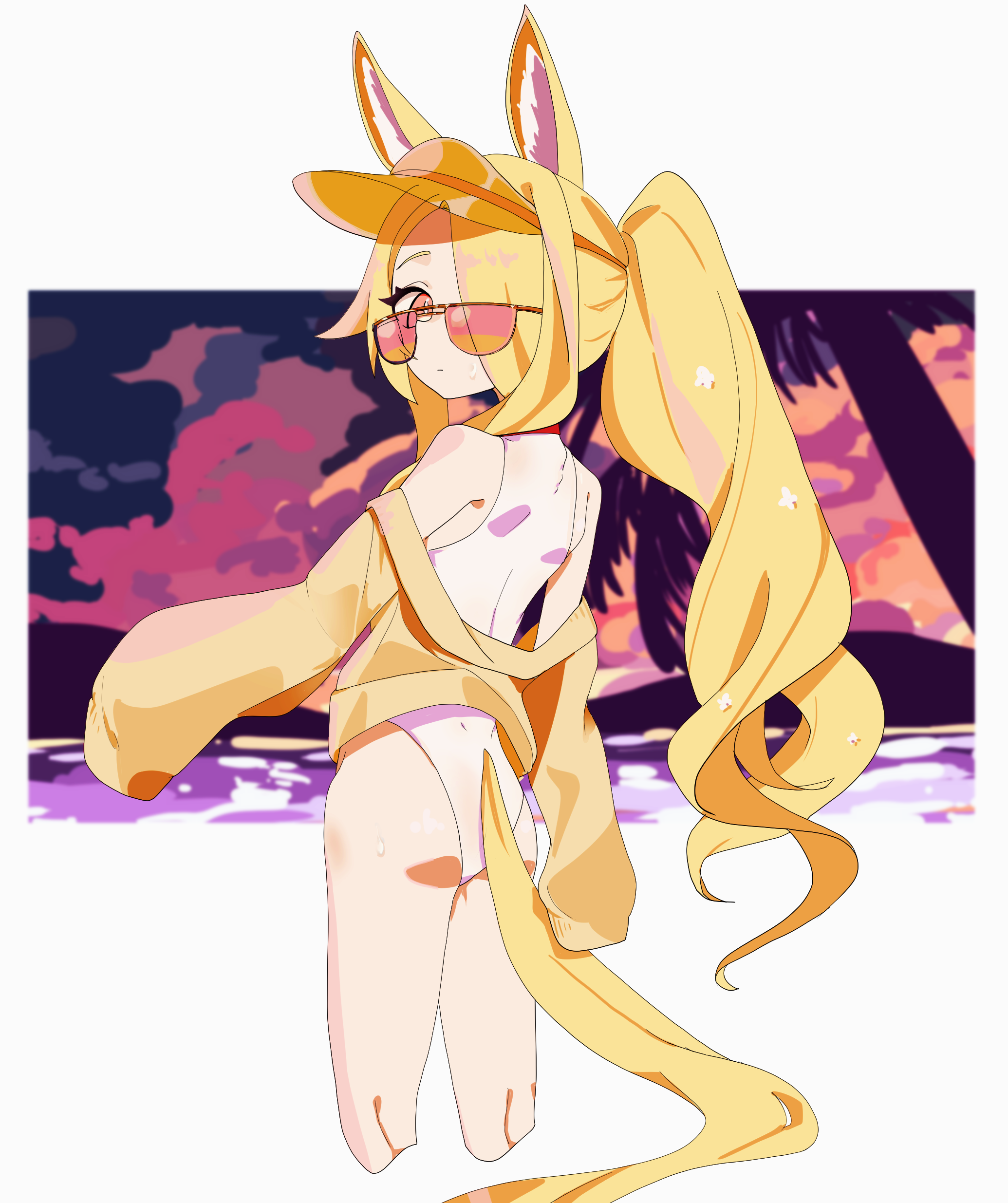 seia (blue archive), seia (swimsuit) (blue archive), blue archive, absurdres, highres, 1girl, animal ears, ass, back, blonde hair, dust bunny (dtky5772), fox ears, long hair, solo, standing, swimsuit, tail, very long hair