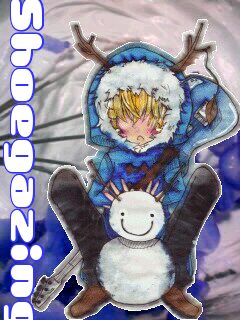 edda, bemani, pop'n music, lowres, 1boy, antlers, horns, jacket, male focus, qvga, snowman, solo