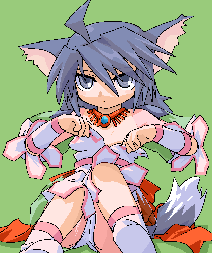 mof, yuel (summon night), original, summon night, lowres, animal ears, oekaki, panties, solo, tail, underwear