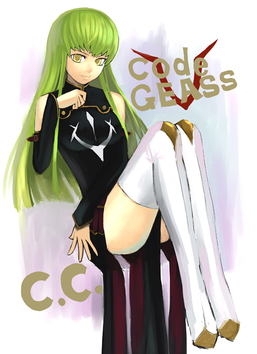 k+, c.c., code geass, 00s, boots, green hair, thigh boots, thighhighs, yellow eyes