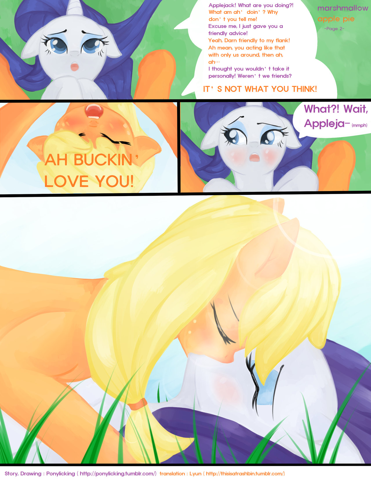 Rule34 – If it exists, there is porn of it / ponylicking, applejack (mlp), rarity (mlp) / 74992
