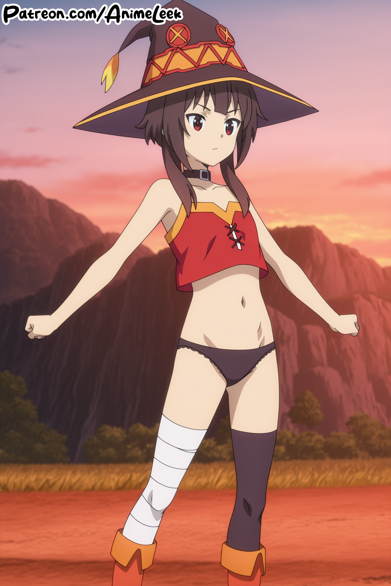 megumin, kono subarashii sekai ni shukufuku wo!, ai-assisted, 1girl, anime leek
