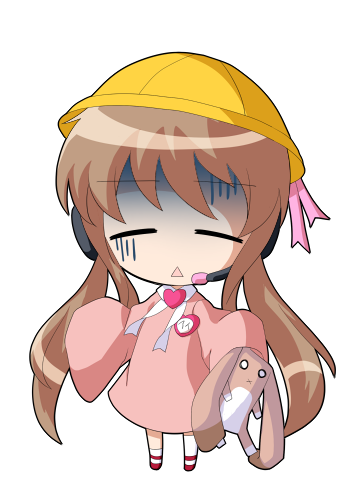 dairi, tsukuyomi ai, voiceroid, commentary request, large variant set, lowres, variant set, 1girl, asymmetrical legwear, brooch, brown hair, dress, full body, hat, headset, heart, heart brooch, holding, holding stuffed toy, jewelry, long hair, pink dress, red shoes, school hat, shoes, sleeves past fingers, sleeves past wrists, socks, solo, standing, stuffed toy, tachi-e, transparent background, twintails, uneven legwear, white socks, wide sleeves
