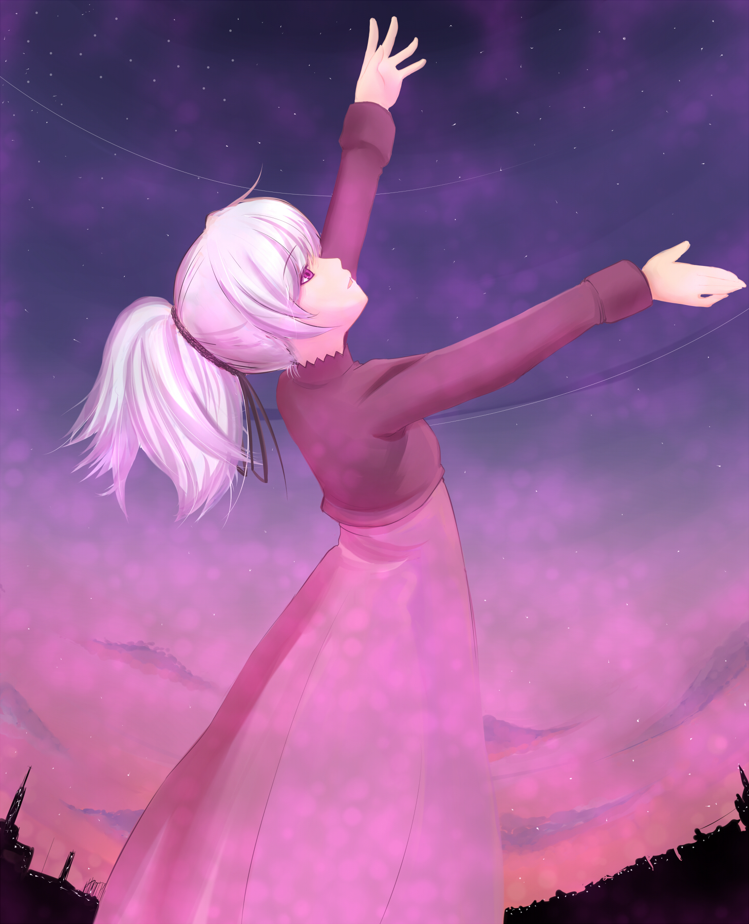 matsumoto ryou, yin (darker than black), darker than black, bad id, bad pixiv id, highres, 00s, 1girl, dress, female focus, purple dress, solo