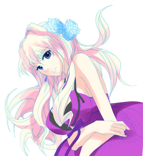 sheryl nome, macross, macross frontier, 00s, blonde hair, flower, long hair, solo