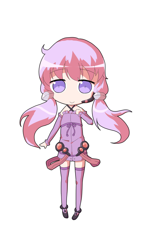 dairi, yuzuki yukari, voiceroid, commentary request, large variant set, variant set, 1girl, :>, black boots, boots, deformed, dress, flat chest, full body, hair tubes, hand up, long hair, long sleeves, microdress, open clothes, pink hair, purple dress, purple eyes, purple thighhighs, simple background, smile, solo, standing, straight-on, tachi-e, thighhighs, transparent background, zettai ryouiki