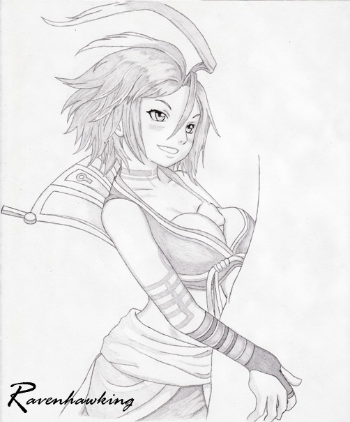 ravenhawking, alkaid (.hack//), .hack//, .hack//g.u., bandai, cyber connect 2, derivative work, 00s, 1girl, breasts, cleavage, greyscale, large breasts, monochrome, paizuri, paizuri under clothes, penis, red hair, short hair, smile, solo focus, uncensored