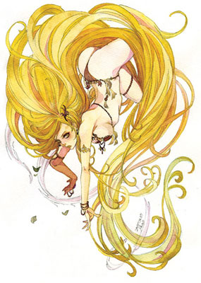marumusikoya, sakizou, barbariccia, final fantasy, final fantasy iv, lowres, 1990s (style), 1girl, absurdly long hair, ass, bikini, blonde hair, breasts, female focus, full body, jewelry, long hair, lots of jewelry, retro artstyle, sideboob, solo, swimsuit, thighs, thong bikini, very long hair, yellow eyes