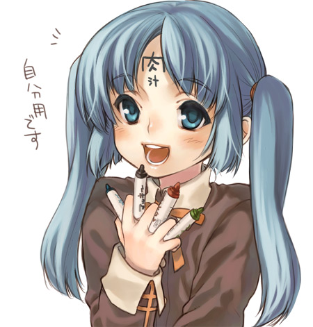 yuuryuu nagare, original, lowres, tagme, crayon, solo, twintails