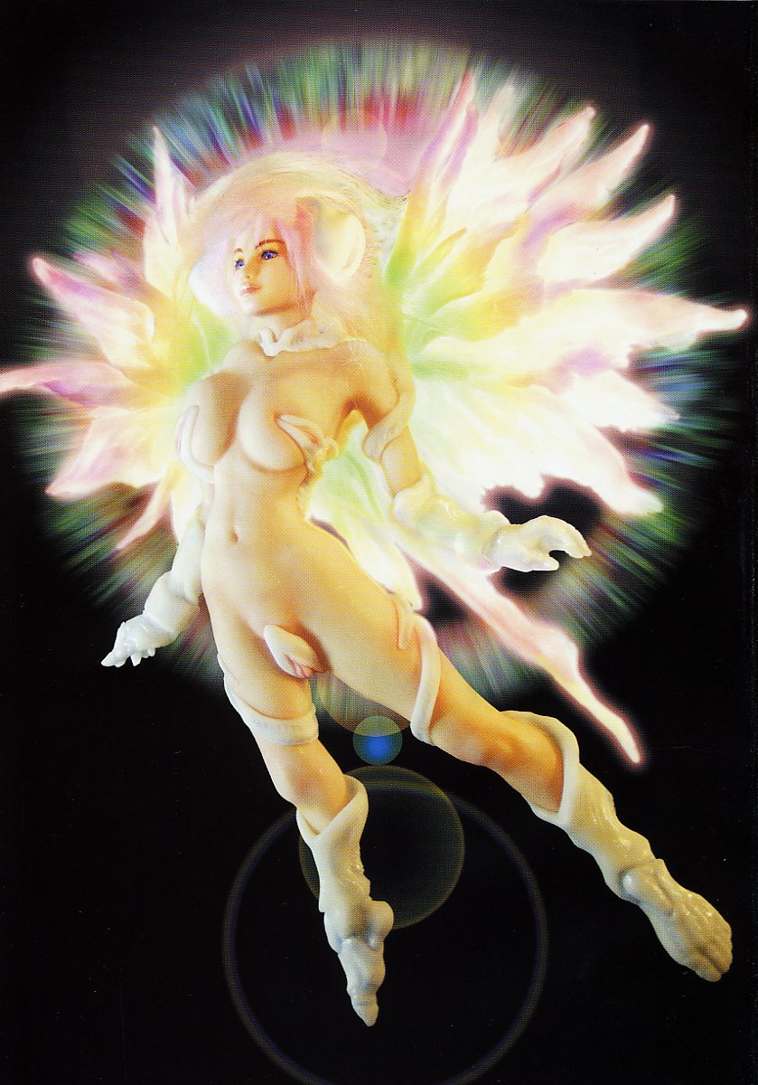 araki gentaro, aina fieeria, neo gentle, light, highres, 1girl, 3d, bare shoulders, breasts, bug, butterfly, butterfly wings, female focus, full body, insect, insect wings, lens flare, living clothes, medium breasts, pussy, revealing clothes, sexbeast, solo, uncensored, vaginass, wings