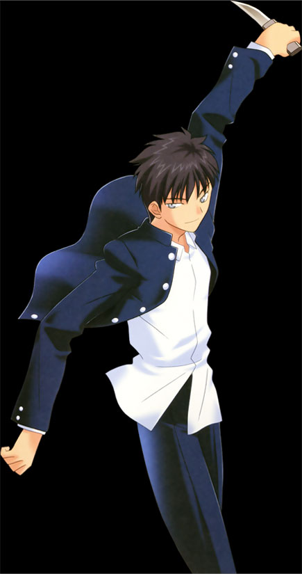 nanaya shiki, satsujinki, tohno shiki, tsukihime, type-moon, 00s, 1boy, black hair, blue eyes, knife, male focus, nanatsu-yoru, reverse grip, solo