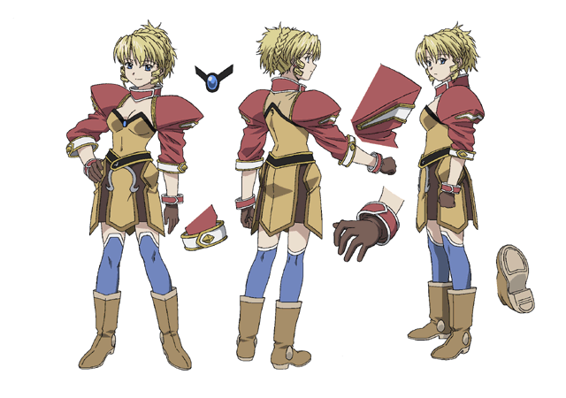 pacifica casull, scrapped princess, 00s, 1girl, blonde hair, boots, drill hair, gloves, kneehighs, production art, socks, thighhighs