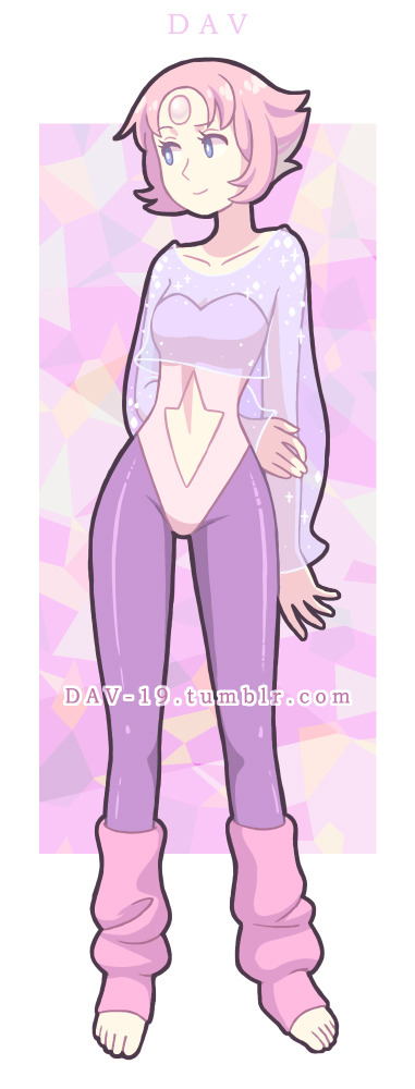 dav-19, pearl (steven universe), rainbow quartz, steven universe, 1980s fashion, 1girl, blue eyes, breasts, cosplay, forehead jewel, gem, gem (steven universe), leg warmers, leggings, parted bangs, pink hair, purple leggings, rainbow quartz (cosplay), see-through clothes, self cosplay, solo