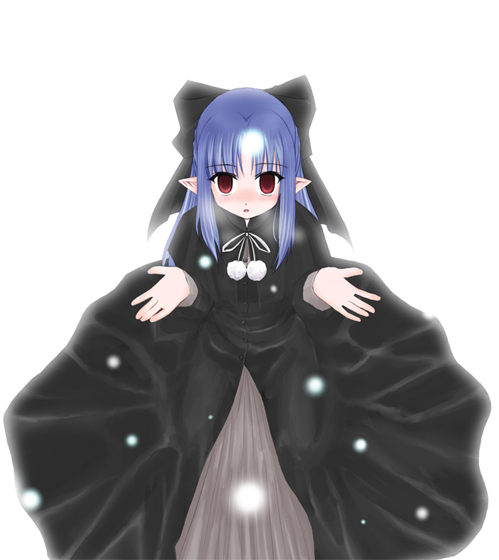yu-ki, yuuki (snowhouse), len (tsukihime), melty blood, tsukihime, type-moon, 00s, blue hair, blush, pointy ears, red eyes, solo