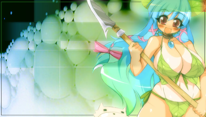 mel/a, melmaid, tagme, bikini, blue hair, collar, handheld game console, long hair, playstation portable, psp wallpaper, red eyes, side-tie bikini bottom, swimsuit
