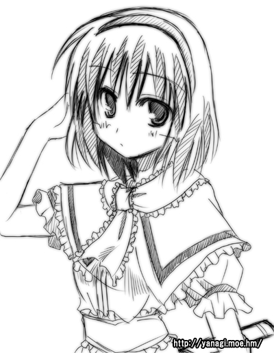 ryuuryuu, alice margatroid, touhou, 1girl, female focus, greyscale, monochrome, solo
