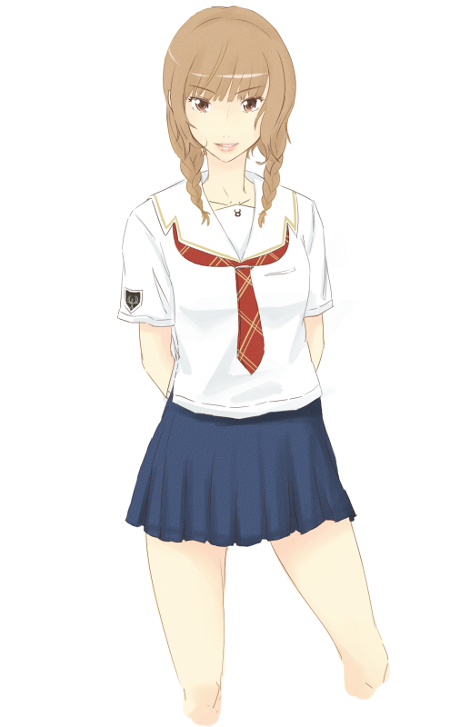 hachimitsuboi, mizusawa mao, kimi kiss, braid, school uniform, serafuku, solo, twin braids