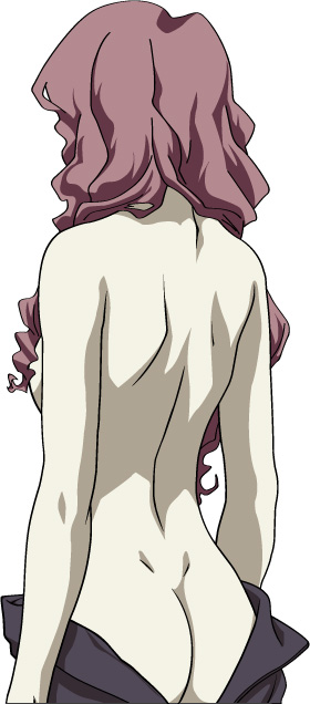 kisaragi quon, rahxephon, 00s, 1girl, ass, back, breasts, dimples of venus, female focus, long hair, pink hair, sideboob, solo, undressing