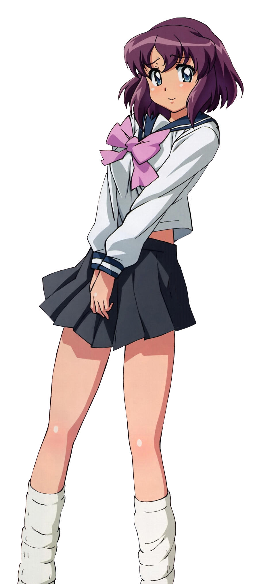henrietta de tristain, zero no tsukaima, artist request, highres, 00s, blue eyes, blush, miniskirt, purple hair, school uniform, serafuku, short hair, skirt, solo