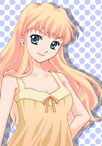 sinko (sinsin), sheryl nome, macross, macross frontier, lowres, 00s, aqua eyes, blonde hair, long hair, smile, solo
