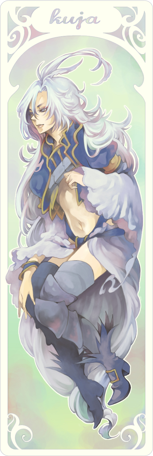 kuja, final fantasy, final fantasy ix, highres, long image, tall image, 00s, 1boy, androgynous, boots, feathers, long hair, male focus, solo, trap
