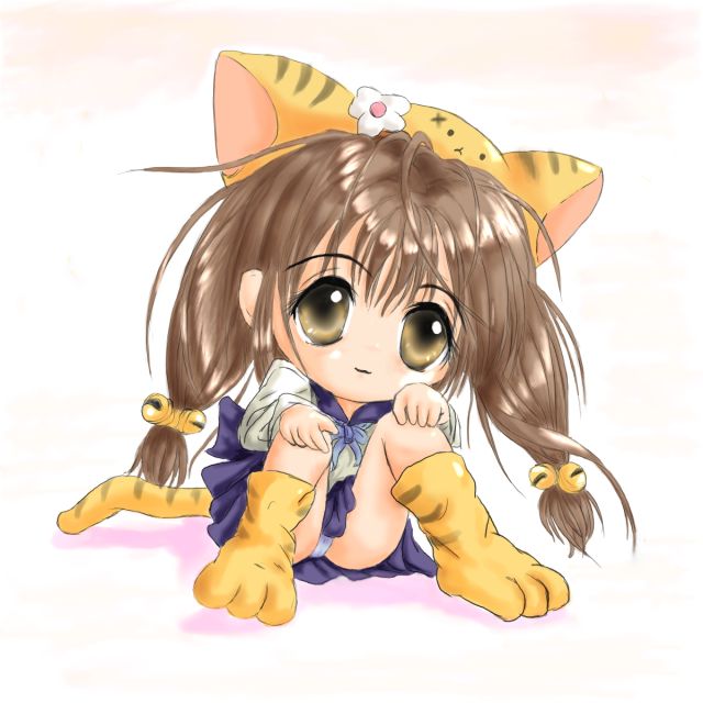 puchiko, di gi charat, 1girl, animal ears, blue panties, cat ears, cat tail, female focus, panties, solo, tail, underwear
