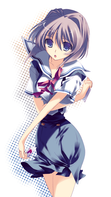 onodera, fujibayashi ryou, clannad, 00s, 1girl, ace (playing card), ace of hearts, card, female focus, heart, holding, holding card, playing card, school uniform, serafuku, solo