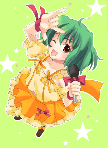 otabe sakura, ranka lee, macross, macross frontier, 00s, m/, seikan hikou, solo