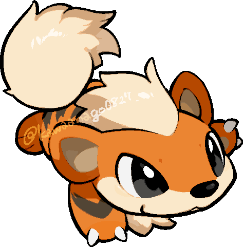 kawaanago, growlithe, nintendo, pokemon, commentary request, lowres, animal focus, black eyes, chibi, chibi only, closed mouth, full body, gen 1 pokemon, no humans, pokemon (creature), pokemon focus, smile, solo, transparent background, twitter username