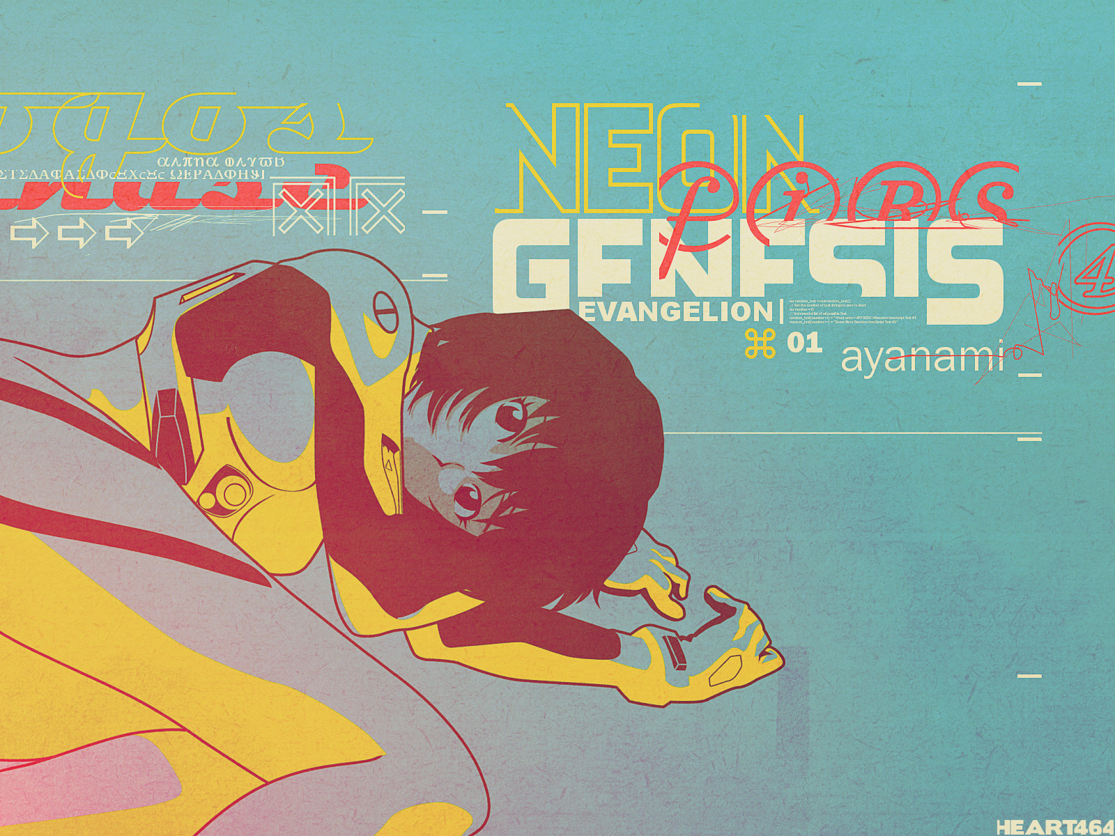 ayanami rei, neon genesis evangelion, highres, tagme, greek text, solo