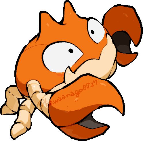 kawaanago, krabby, nintendo, pokemon, commentary request, lowres, animal focus, chibi, chibi only, closed mouth, crab, full body, gen 1 pokemon, no humans, pokemon (creature), pokemon focus, solo, transparent background, twitter username