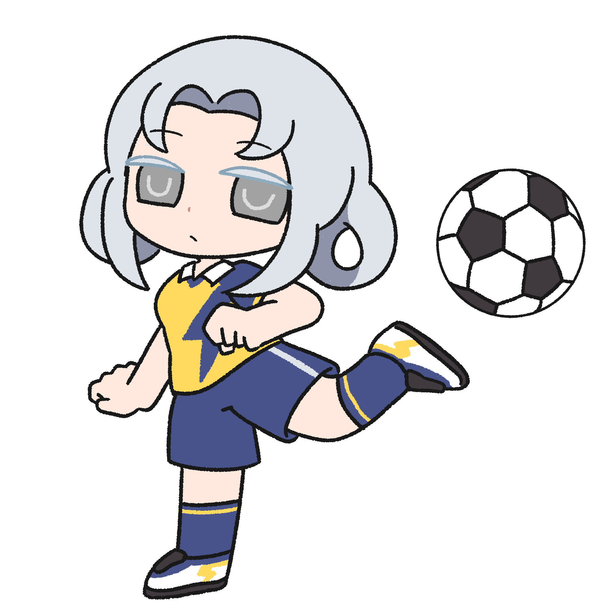 kiyu wosushi, akasode matsuri (inazuma eleven), inazuma eleven (series), inazuma eleven victory road, highres, 1girl, chibi, chibi only, full body, grey hair, solo