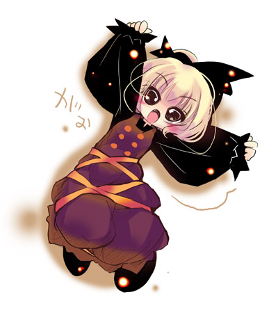 usoneko, kurodani yamame, touhou, lowres, 1girl, chibi, female focus, solo