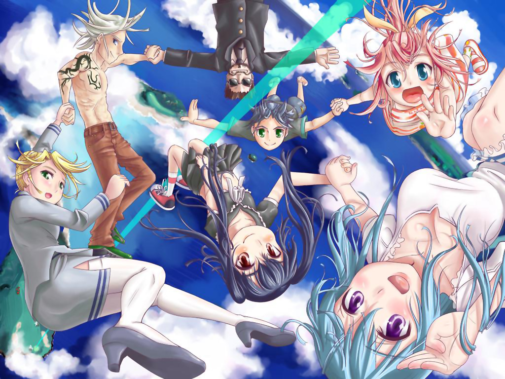hana, lee byung hee, arin (pangya), azer (pangya), cecilia, cecilia (pangya), hana (pangya), kooh (pangya), max, max (pangya), nuri (pangya), pangya, 3boys, 4girls, bad anatomy, black hair, blonde hair, blue hair, bob, everyone, long hair, multiple boys, multiple girls, pink hair, poorly drawn, thighhighs