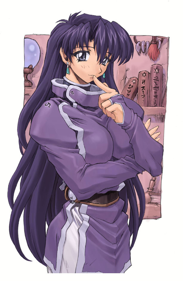 mogudan, raquel casull, scrapped princess, uniform, 00s, earrings, jewelry, long hair, solo, very long hair