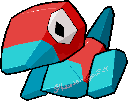 kawaanago, porygon, nintendo, pokemon, commentary request, lowres, chibi, chibi only, full body, gen 1 pokemon, no humans, pokemon (creature), pokemon focus, solo, transparent background, twitter username