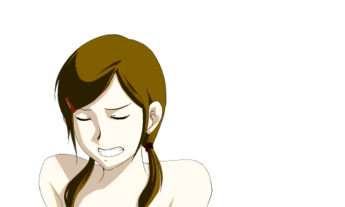 71 (nanaichi drafting), animated, animated gif, lowres, bare shoulders, brown eyes, brown hair, kiss, smile, solo, twintails
