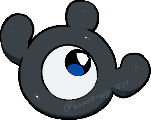 kawaanago, unown, unown w, nintendo, pokemon, commentary request, lowres, chibi, chibi only, full body, gen 2 pokemon, no humans, one-eyed, pokemon (creature), pokemon focus, solo, transparent background, twitter username
