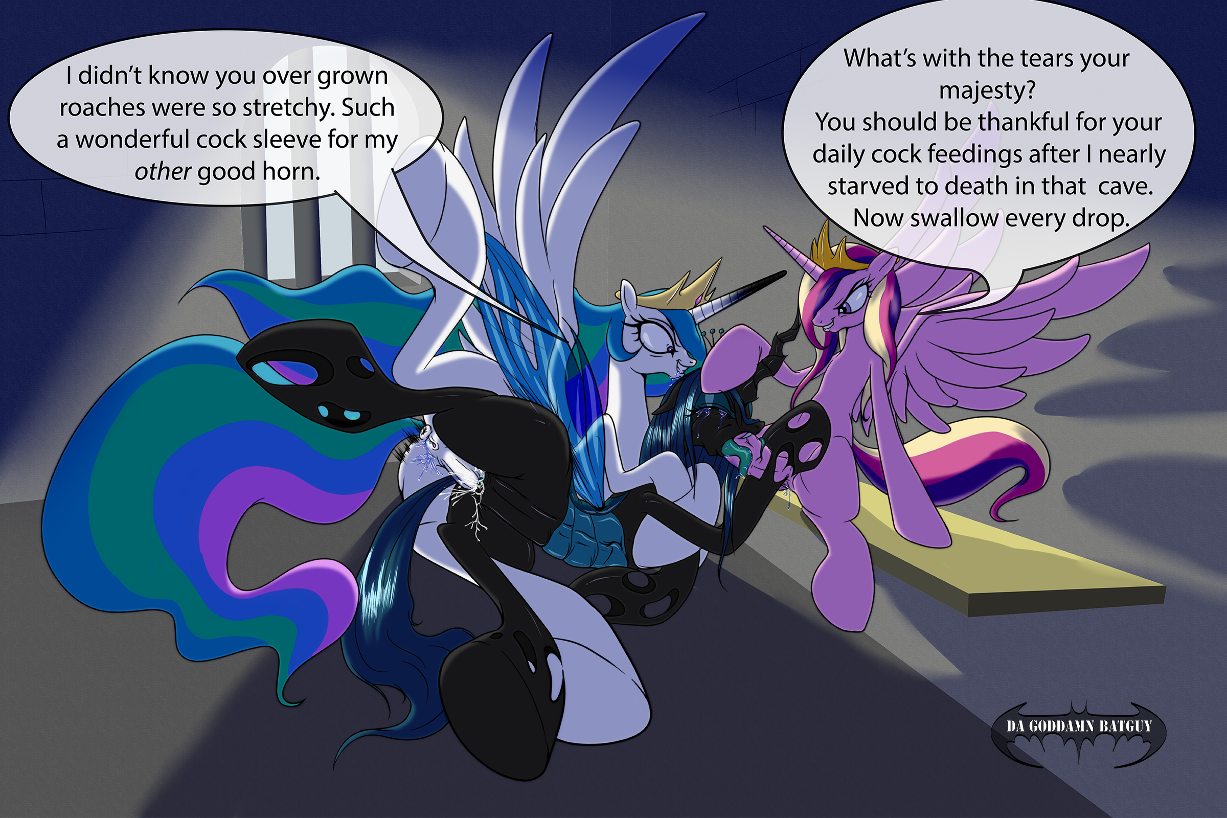 Rule34 – If it exists, there is porn of it / da goddamn batguy, princess cadance (mlp), princess celestia (mlp), queen chrysalis (mlp) / 78477