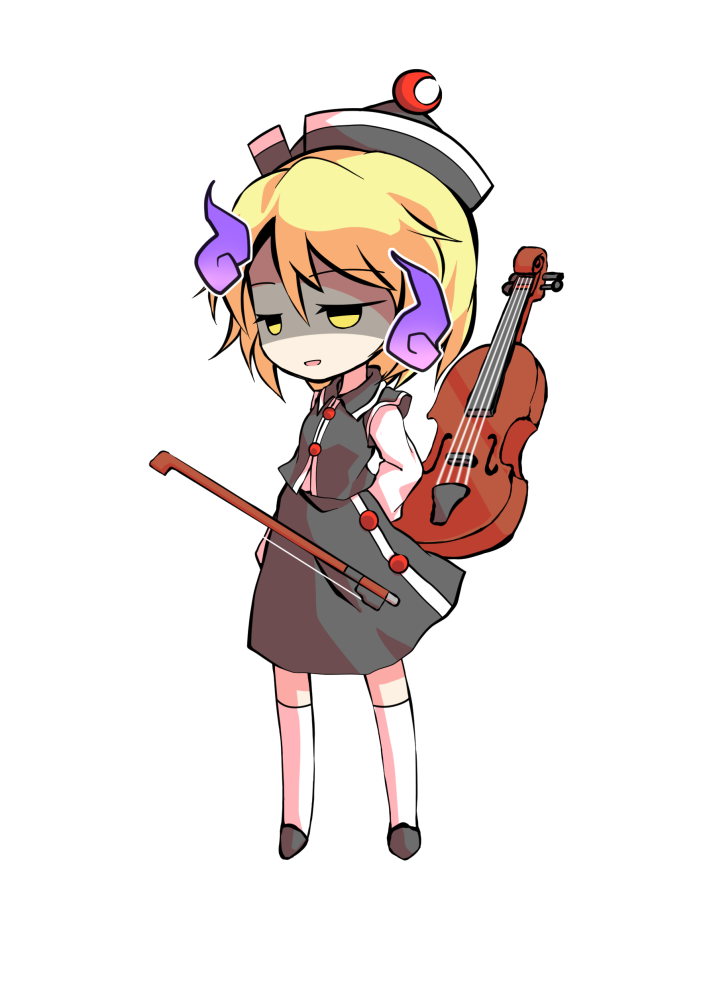 dairi, lunasa prismriver, touhou, commentary request, large variant set, variant set, 1girl, black hat, black shoes, black skirt, black vest, blonde hair, bow (music), buttons, chibi, chibi only, full body, hair between eyes, hat, instrument, kneehighs, long sleeves, shirt, shoes, short hair, skirt, socks, solo, tachi-e, transparent background, vest, violin, white shirt, white socks
