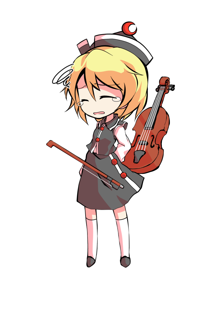 dairi, lunasa prismriver, touhou, commentary request, large variant set, variant set, 1girl, black hat, black shoes, black skirt, black vest, blonde hair, bow (music), buttons, chibi, chibi only, full body, hair between eyes, hat, instrument, kneehighs, long sleeves, shirt, shoes, short hair, skirt, socks, solo, tachi-e, transparent background, vest, violin, white shirt, white socks