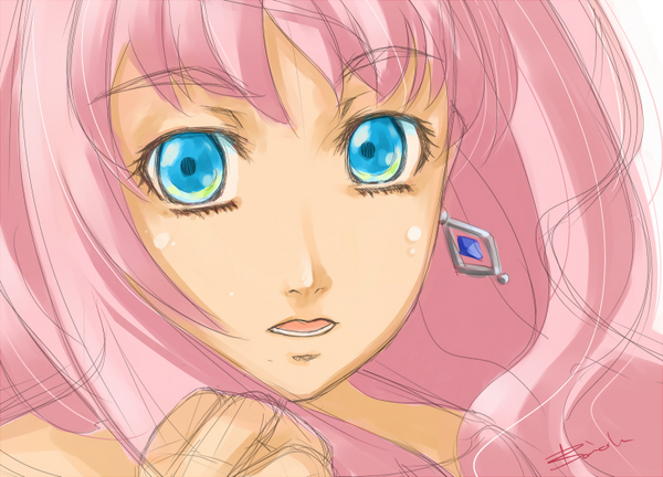 sheryl nome, macross, macross frontier, 00s, blue eyes, earrings, jewelry, pink hair