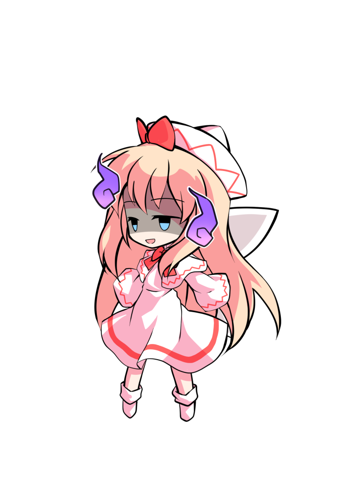 dairi, lily white, touhou, commentary request, large variant set, variant set, 1girl, a-pose, blonde hair, capelet, chibi, chibi only, dress, full body, hair between eyes, hat, legs apart, long hair, neck ribbon, red ribbon, ribbon, socks, solo, tachi-e, transparent background, white capelet, white dress, white hat, white socks, wide sleeves