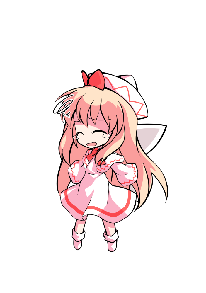 dairi, lily white, touhou, commentary request, large variant set, variant set, 1girl, a-pose, blonde hair, capelet, chibi, chibi only, dress, full body, hair between eyes, hat, legs apart, long hair, neck ribbon, red ribbon, ribbon, socks, solo, tachi-e, transparent background, white capelet, white dress, white hat, white socks, wide sleeves