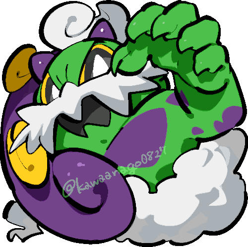 kawaanago, tornadus, tornadus (incarnate), nintendo, pokemon, commentary request, lowres, black eyes, bright pupils, chibi, chibi only, colored sclera, full body, gen 5 pokemon, legendary pokemon, pokemon (creature), pokemon focus, solo, transparent background, twitter username, white pupils, yellow sclera