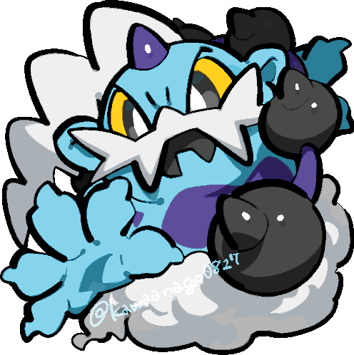 kawaanago, thundurus, thundurus (incarnate), nintendo, pokemon, commentary request, lowres, black eyes, bright pupils, chibi, chibi only, colored sclera, full body, gen 5 pokemon, legendary pokemon, pokemon (creature), pokemon focus, solo, transparent background, twitter username, white pupils, yellow sclera
