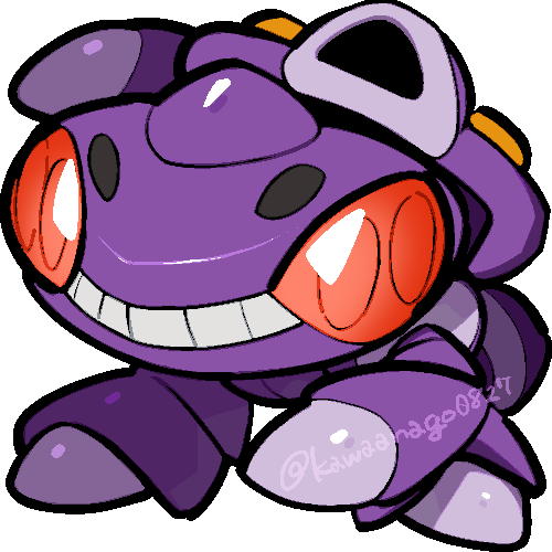 kawaanago, genesect, nintendo, pokemon, commentary request, lowres, chibi, chibi only, full body, gen 5 pokemon, legendary pokemon, mythical pokemon, no humans, pokemon (creature), pokemon focus, solo, teeth, transparent background, twitter username