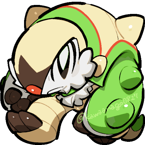 kawaanago, chesnaught, nintendo, pokemon, commentary request, lowres, black eyes, bright pupils, chibi, chibi only, closed mouth, full body, gen 6 pokemon, pokemon (creature), pokemon focus, solo, spikes, transparent background, twitter username, white pupils