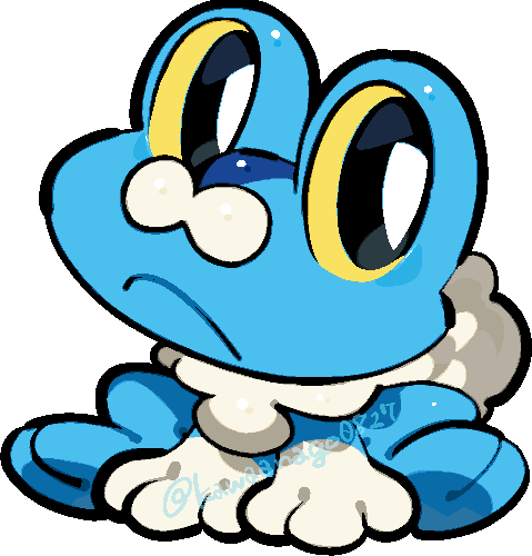 kawaanago, froakie, nintendo, pokemon, commentary request, lowres, animal focus, black eyes, bright pupils, chibi, chibi only, closed mouth, colored sclera, full body, gen 6 pokemon, no humans, pokemon (creature), pokemon focus, solo, transparent background, twitter username, white pupils, yellow sclera