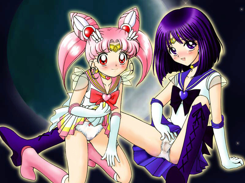 chibi usa, sailor chibi moon, sailor saturn, super sailor chibi moon, super sailor saturn, tomoe hotaru, bishoujo senshi sailor moon, bishoujo senshi sailor moon s, bishoujo senshi sailor moon stars, bishoujo senshi sailor moon supers, purple footwear, 1990s (style), 2girls, black bow, blush, boots, bow, brooch, cameltoe, clothes lift, cone hair bun, crown, full moon, gloves, hair bun, hat, heart, heart brooch, jewelry, knee boots, kneeling, lace-up boots, loli, magical girl, moon, multicolored skirt, multiple girls, panties, pink boots, pink hair, purple eyes, purple hair, purple skirt, red eyes, retro artstyle, school uniform, serafuku, sitting, skirt, skirt lift, spread legs, underwear, wet, wet clothes, wet panties, white gloves